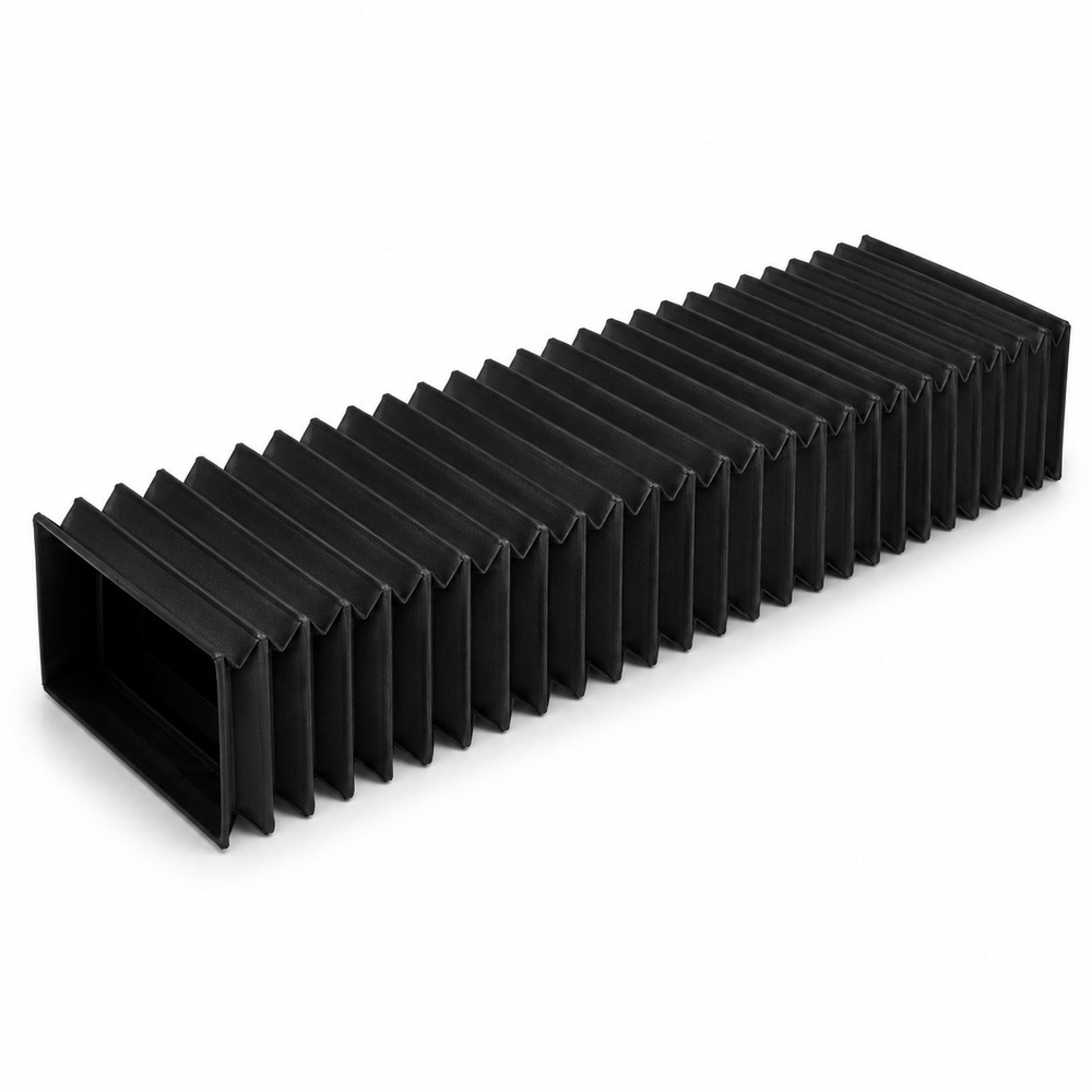 Fogaslécvédő / vezetősínvédő harmónika (Fiber), Y-tengely, bal — TC L3050/5030 & 3030 (L20/L49) – TRUMPF ref. 1595381, 1879074, 2280265, utángyártott kompatibilis alkatrész